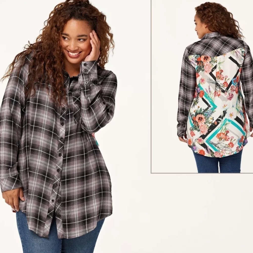 Tolani Collection Neicy Plaid Top M Medium New NWT